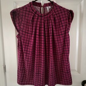 Elle Magenta Grid Pattern Blouse Women’s Small